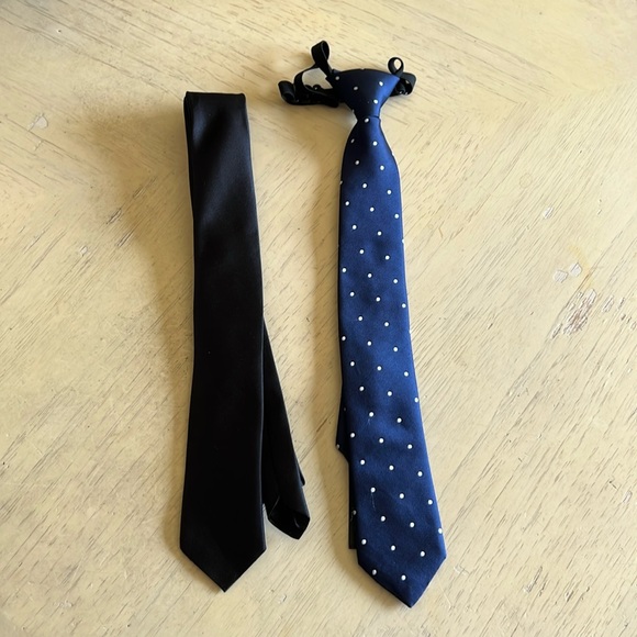 Ties - H&M Blue / White Polka Dot & Black Tie - Picture 1 of 1